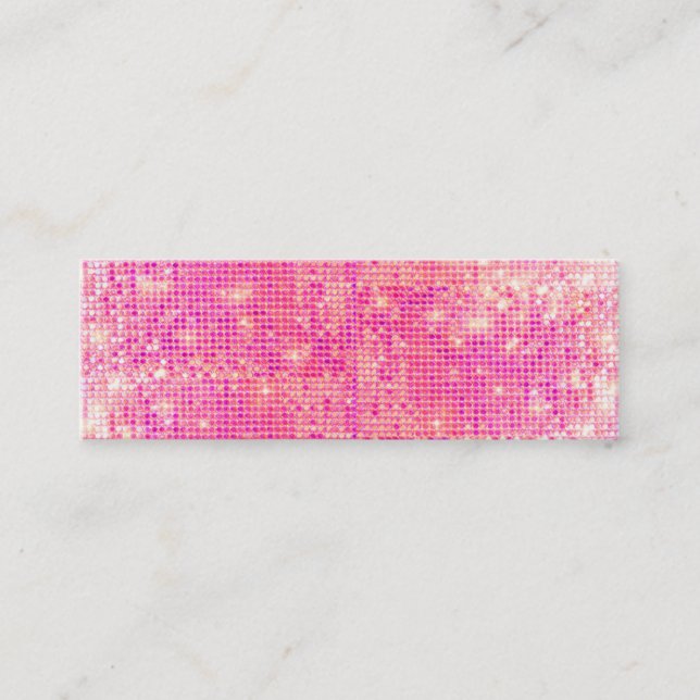 Hot Pink Sparkly Sequins Skinny Business Card (Front)