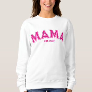 Hot Pink Sports Style Outline Mama Sweatshirt