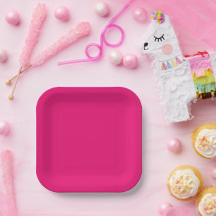 Hot Pink square paper plates