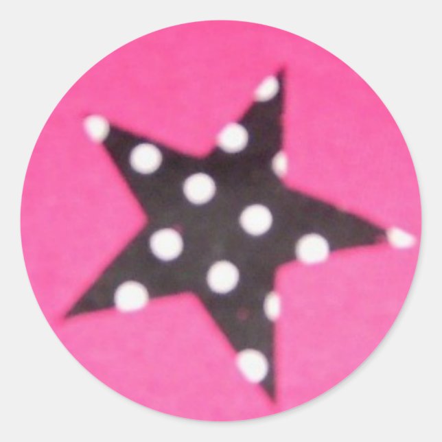Hot Pink Star Design Round Stickers (Front)