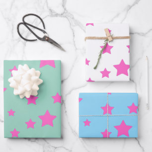Hot pink star girls   Any background colour  Wrapping Paper Sheet