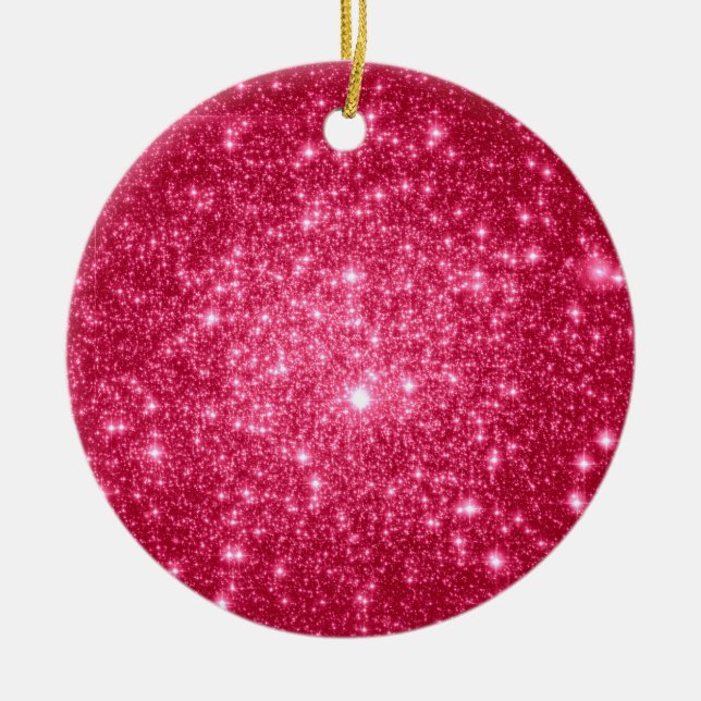 Hot Pink Stars Ceramic Tree Decoration (Front)