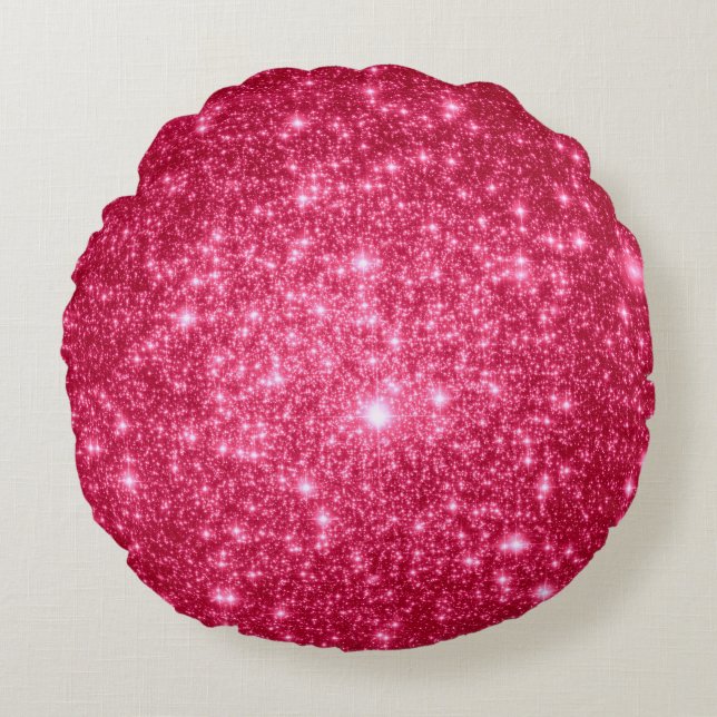 Hot Pink Stars Round Pillow (Front)