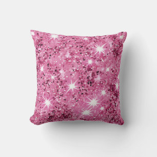  Hot Pink Stars Sequin Glitter  Cushion
