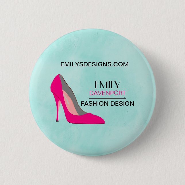 Hot Pink Stiletto High Heel Shoe Chic Business 6 Cm Round Badge (Front)