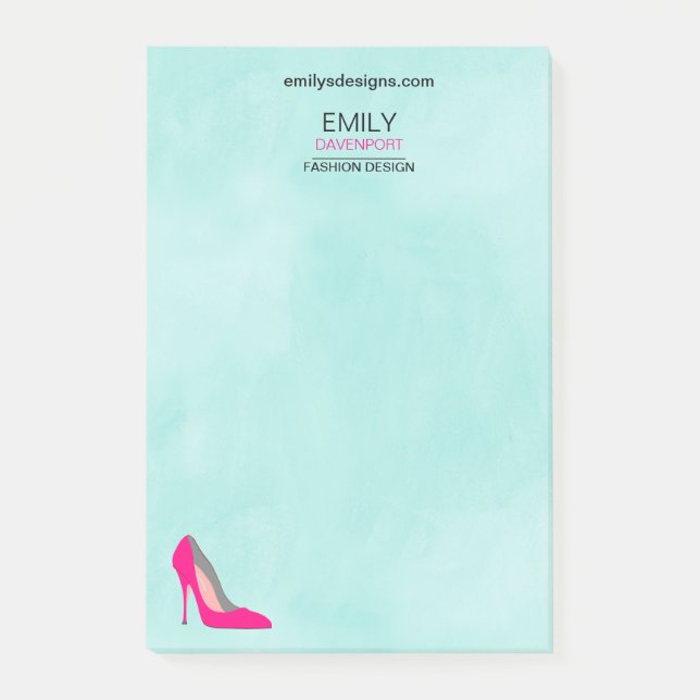 Hot Pink Stiletto High Heel Shoe Chic Business Post-it Notes (Front)