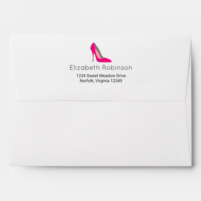 Hot Pink Stiletto High Heel Shoe Chic Envelopes (Back (Top Flap))