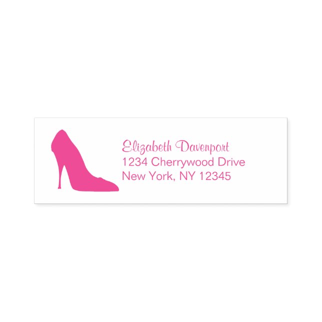 Hot Pink Stiletto High Heel Shoe Fancy Self-inking Stamp (Design)