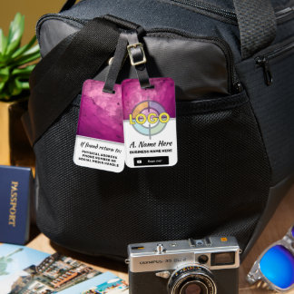 Hot Pink Stone Branding Personalised Business Logo Luggage Tag