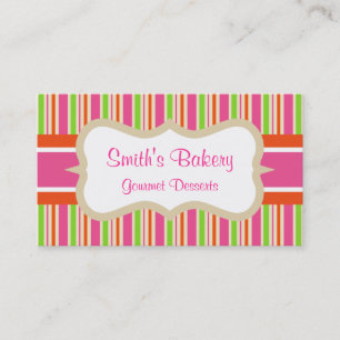 Hot Pink Striped Business Card