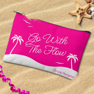 Hot Pink Summer Beach Palm Period Accessory Pouch