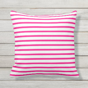 Hot Pink Summer Stripes Outdoor Pillows