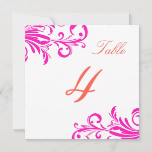 Hot Pink Swanky Swirls Table 4 Invitation