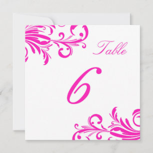 Hot Pink Swanky Swirls Table 6 Invitation