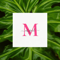 Hot Pink Swash Script White Cocktail 
