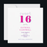 Hot Pink Sweet 16 Square Birthday Party Invitation<br><div class="desc">Hot Pink Sweet 16 Birthday Party Invitation.  Square.</div>