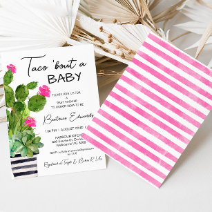 Hot Pink Taco 'Bout a Baby Cactus Baby Shower Invitation