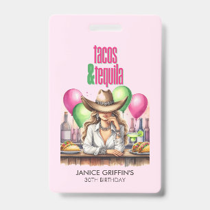 Hot Pink Tacos Birthday Bachelorette Bridal Shower ID Badge