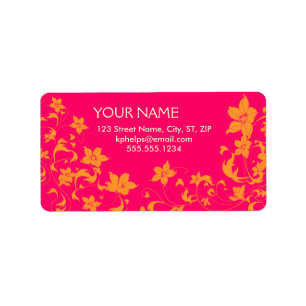 Hot Pink & Tangerine Floral Address Labels