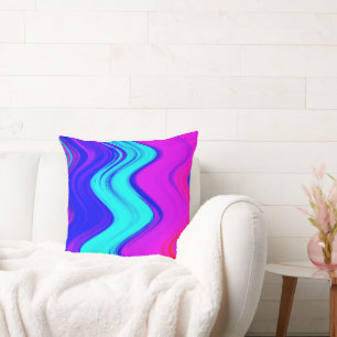Hot pink, Teal, and Blue Paint Stripes. Cushion