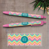 Hot Pink Teal Orange Chevrons Custom Monogram