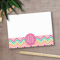 Hot Pink Teal Orange Chevrons Custom Monogram