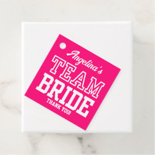Hot Pink Team Bride Bachelorette Party Favour Tags