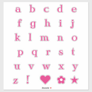 Hot Pink Text Letters Monogram Alphabet Stickers