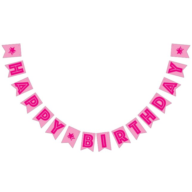HOT PINK TEXT & SOFT PINK COLOR ☆ HAPPY BIRTHDAY ☆ BUNTING  (All)