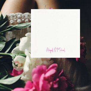  Hot Pink Text Wedding Cocktail Napkin