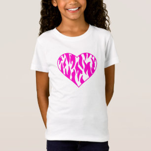 Hot Pink Tiger Print Heart T-Shirt
