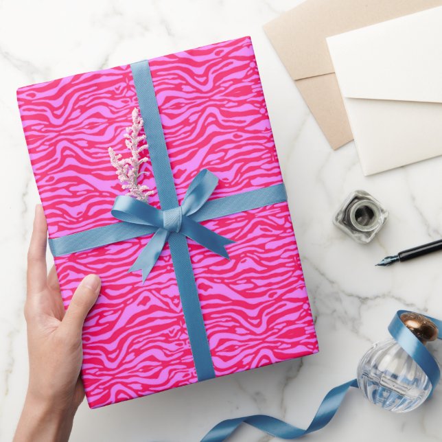 Hot Pink Tiger Stripes wrapping paper (Gifting)