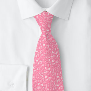 Hot Pink Tiny Flowers Tie
