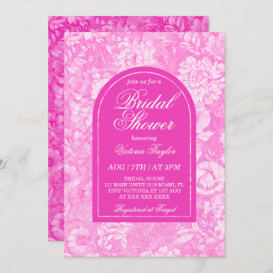 Hot Pink Toile Victorian Bridal Shower Invitation