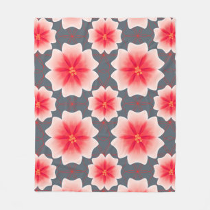 Hot Pink Tropical Floral Pattern Custom Fleece Blanket