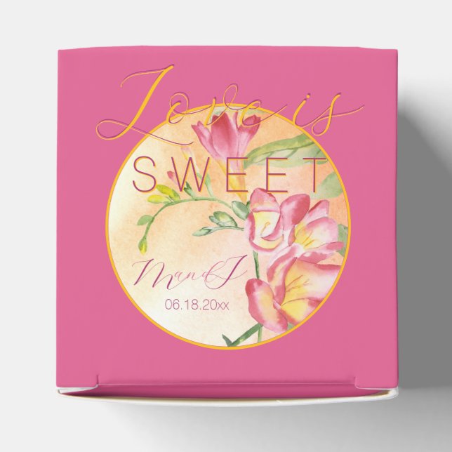 Hot Pink Tropical Freesia Favour Box (Top)