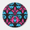 Hot pink turquoise and black damask