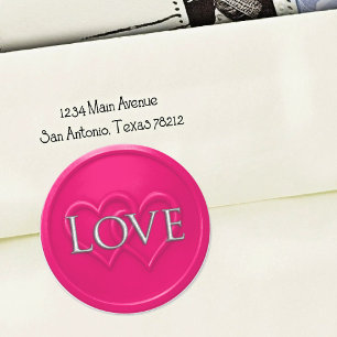 Hot Pink Two Hearts Intertwined Wedding Classic Round Sticker