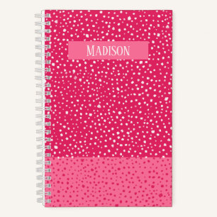 Hot Pink Two-Tone Painted Smudge Dots Personalised Notebook