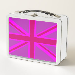 Hot Pink Union Jack British Flag Background Metal Lunch Box