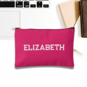 Hot Pink University font monogram Accessory Pouch
