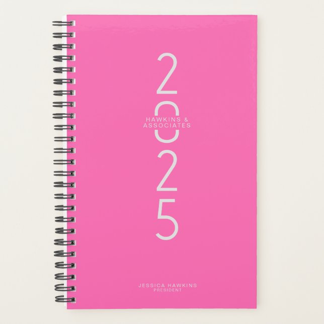 Hot Pink Vertical Modern Year Weekly Planner (Front)