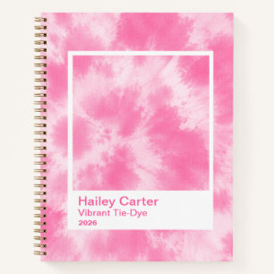 Hot Pink Vibrant Tie-Dye Large Transparent Frame Notebook