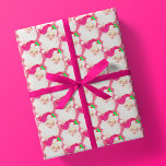 Hot pink vintage santa claus wink christmas gift wrapping paper<br><div class="desc">custom roll of holiday wrapping paper adorned in a unique vintage and adorable retro graphic of santa winking wearing magenta / neon hot pink coloured hat ,  featured in a seamless pattern print format. and maintains a tri-tone colour pallet</div>