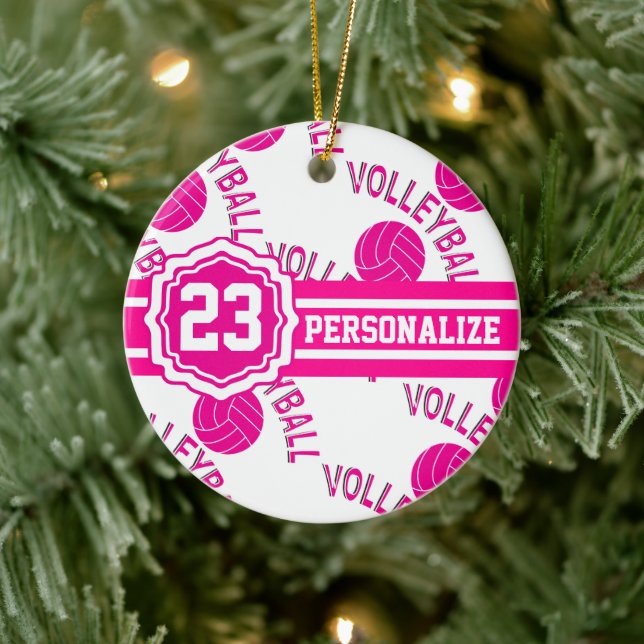 Hot Pink Volleyball Ceramic Tree Decoration (Tree)