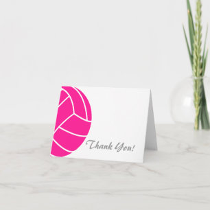 Hot Pink Volleyball Thank You Card