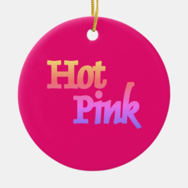 Hot Pink w name ceramic round ornament (Front)
