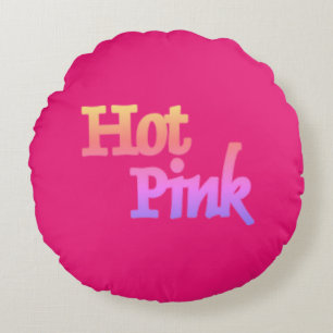 Hot Pink w name round cotton pillow