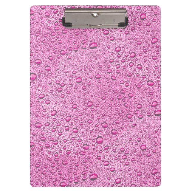 Hot pink water droplets clipboard (Front)
