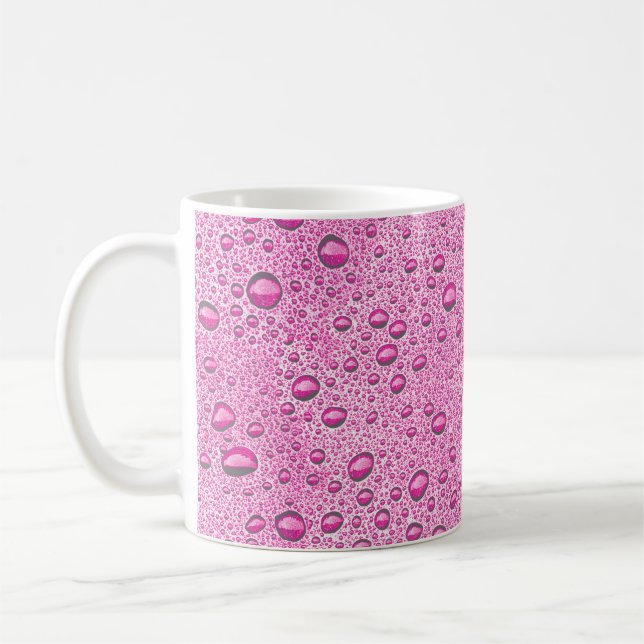Hot pink water droplets coffee mug (Left)